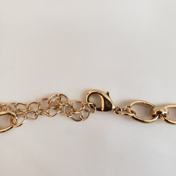 1970s Style Flower Power Tubular Crystal and Rhinestone Gold Tone Necklace - Picture 6 of 7